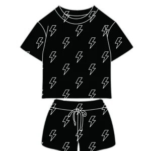 Custom Printing Summer Baby Short Sets Knitted Cotton Seamless Pattern Short Tee &shorts 2 Pcs Casual Outfit Sets