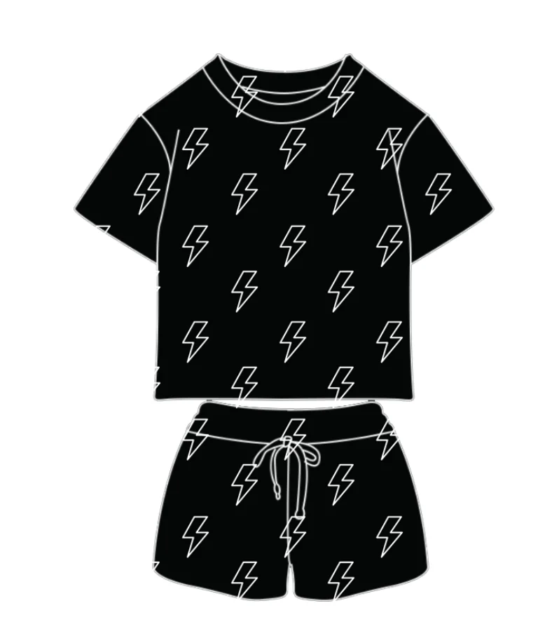 Custom Printing Summer Baby Short Sets Knitted Cotton Seamless Pattern Short Tee &shorts 2 Pcs Casual Outfit Sets