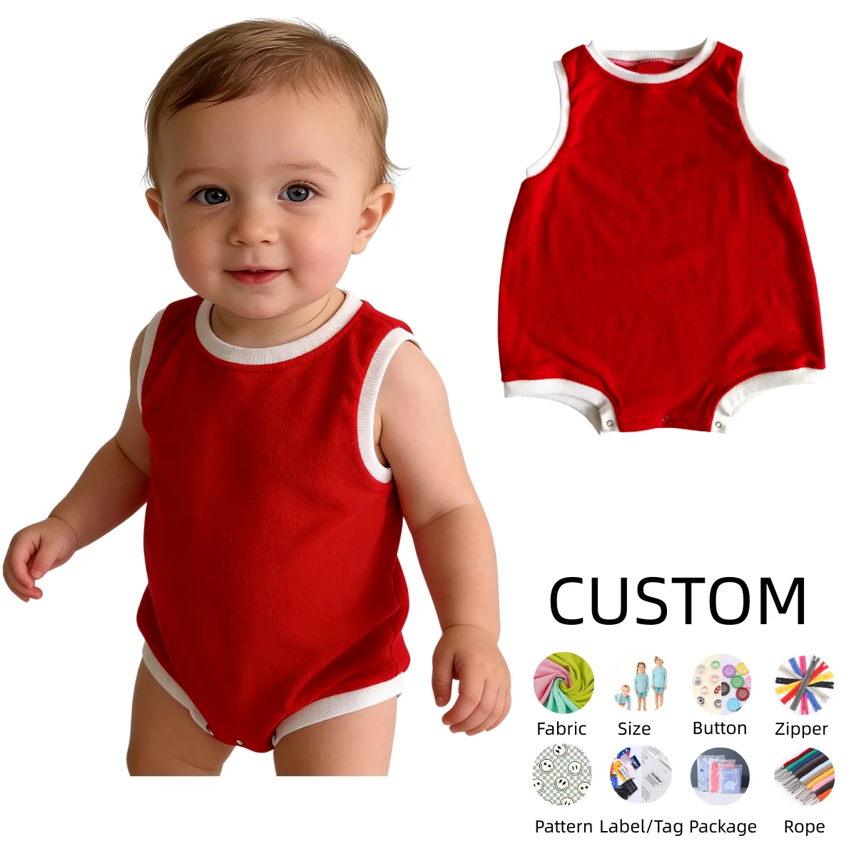 OEM Baby Clothing Unisex-baby Romper Made With 100% Cotton Terry Cloth Snap Button Custom for Baby Girls Boys Newborn Jumpsuit
