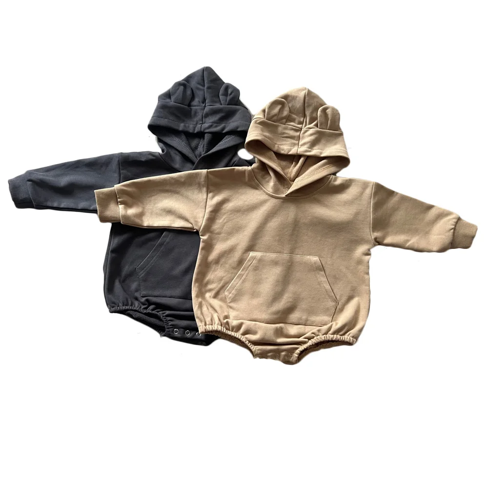 Baby Hooded Sweatshirt Long Sleeve Oversized Kids French Terry Bear Ear Onesie Hoodie with Pocket