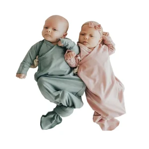 Factory Custom Toddler Clothes Jersey Cotton Knotted Gown Newborn Soft Long Sleeve Sleep Bag Baby Kimono Sleep Nightgowns