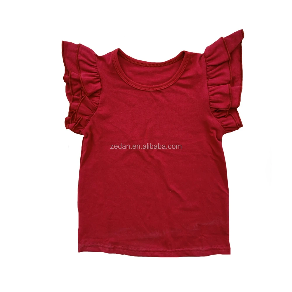 White Plain Girl T-shirt Toddler Short Sleeve Flutter Kid t Shirts Double butterfly Sleeves Summer Ruffle Tops - Image 5