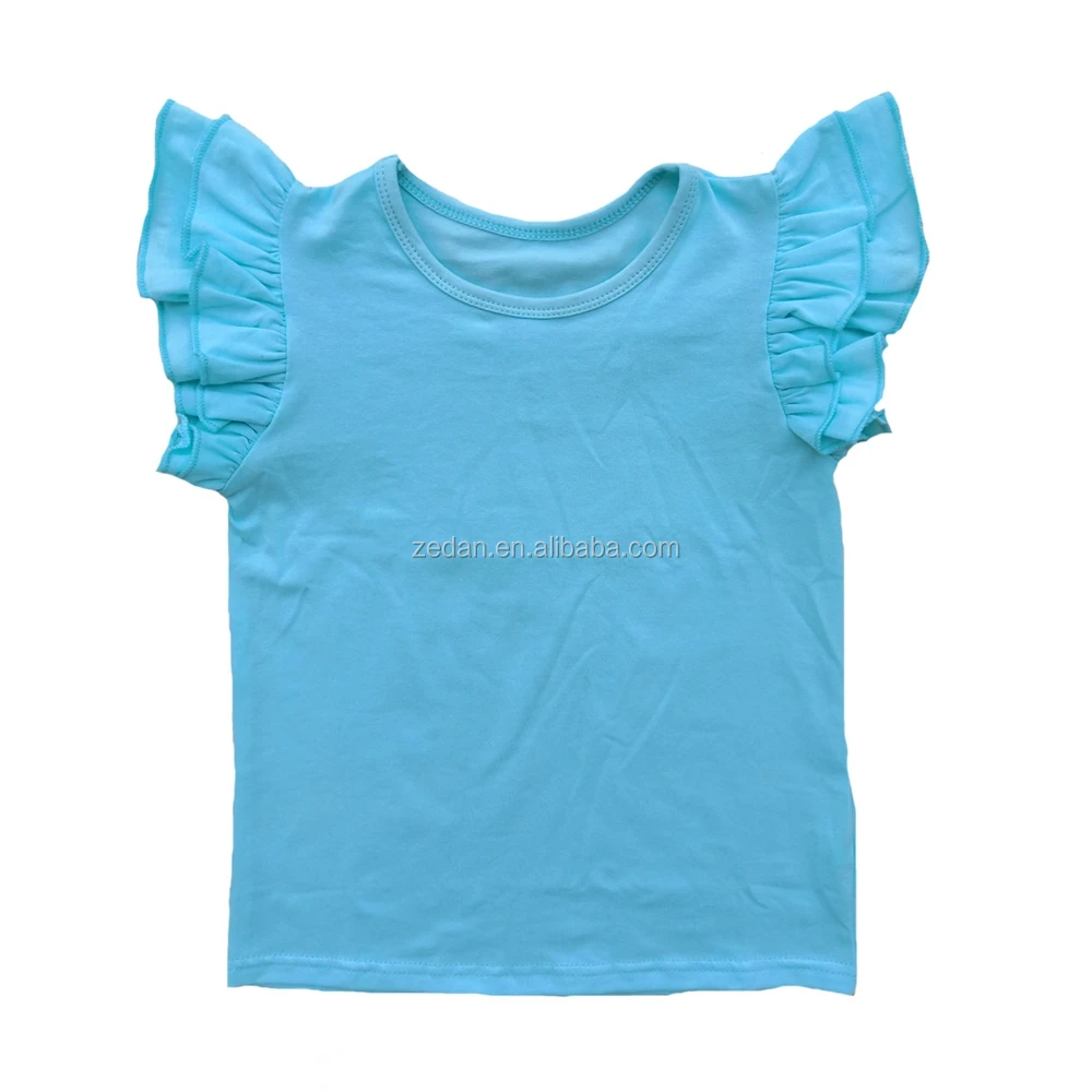 White Plain Girl T-shirt Toddler Short Sleeve Flutter Kid t Shirts Double butterfly Sleeves Summer Ruffle Tops - Image 6