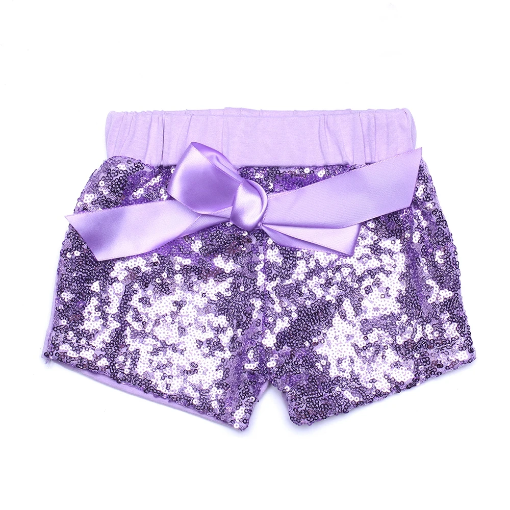 RTS Summer Baby Girl Sequined Shorts with Bow Shiny Gold Purple Green Kids Glitter Shorts - Image 2
