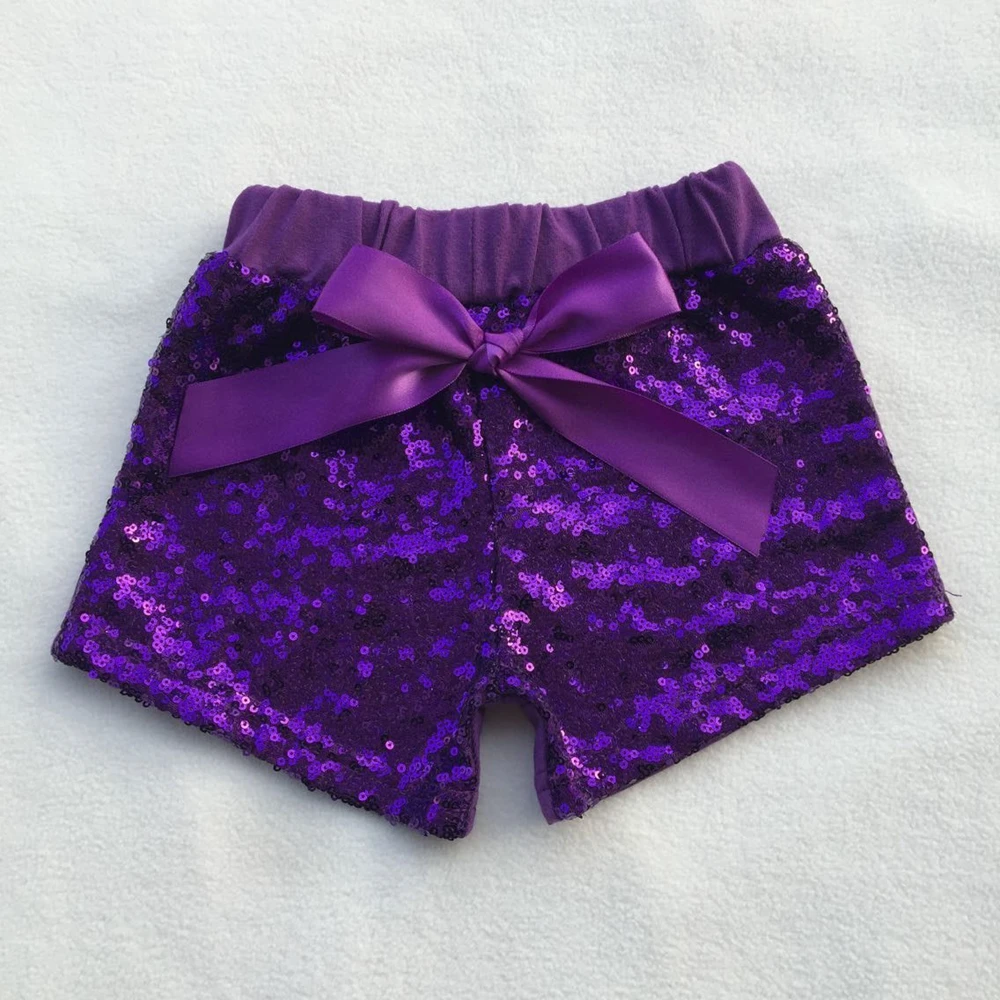 RTS Summer Baby Girl Sequined Shorts with Bow Shiny Gold Purple Green Kids Glitter Shorts - Image 4