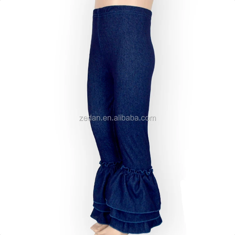 Yiwu Hot Stretch Baby Ruffle Pants Dark Blue Legging Kids Denim Jeans Girls Legging Jeans - Image 5