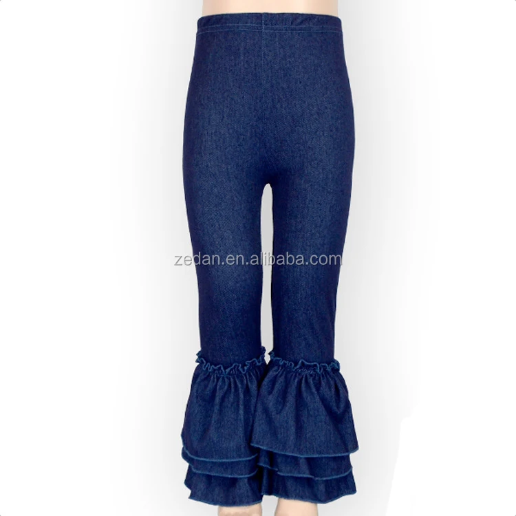 Yiwu Hot Stretch Baby Ruffle Pants Dark Blue Legging Kids Denim Jeans Girls Legging Jeans - Image 4