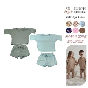Wholesale Custom Toweling Cotton Summer Short Infant Toddle Clothing Set Baby Clothing Set