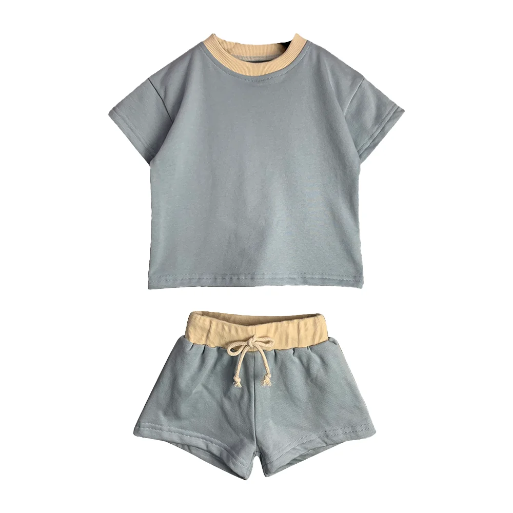 Kids Short Set Summer Short Sleeve T-shirt and Shorts Set New Knit Baby Two Piece Set - Image 2