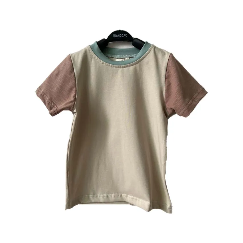 Summer Kids' Short-style Trendy Fashion Design Dynamic and Unique Bright-colored Knitted Cotton T-shirt - Image 4