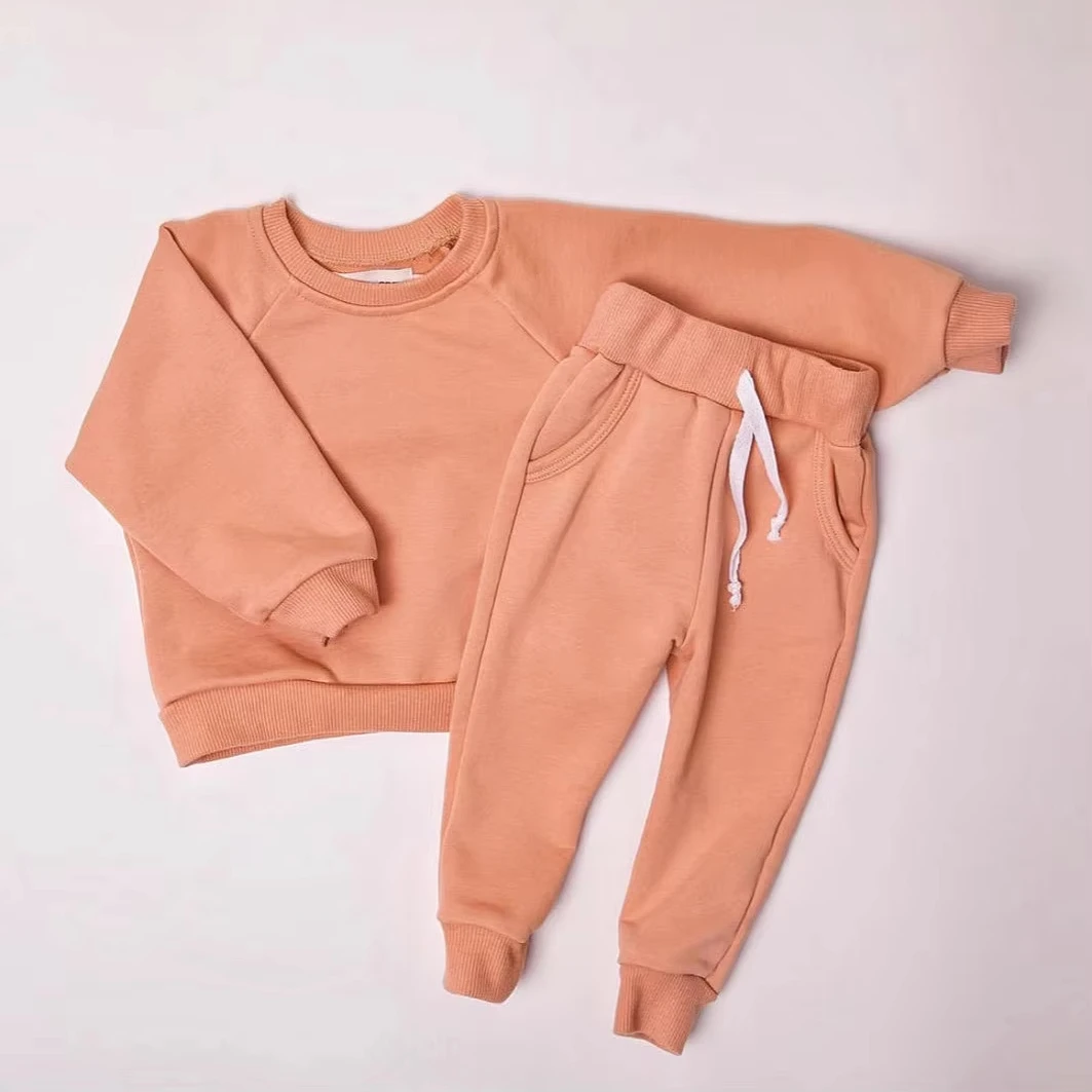 Ready to Ship Boys Girls Sweatshirt and Pants French Terry Casual Jogger Pullover Baby Clothing Set