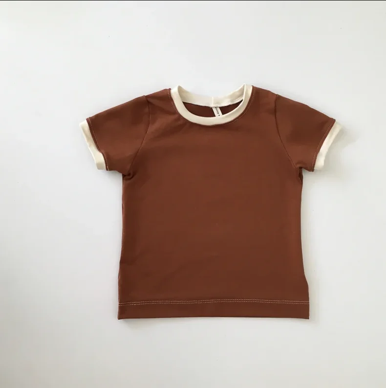 Custom Terry Cotton Match Color Short Sleeve Unisex Toddler Baby Tshirts for Summer - Image 2