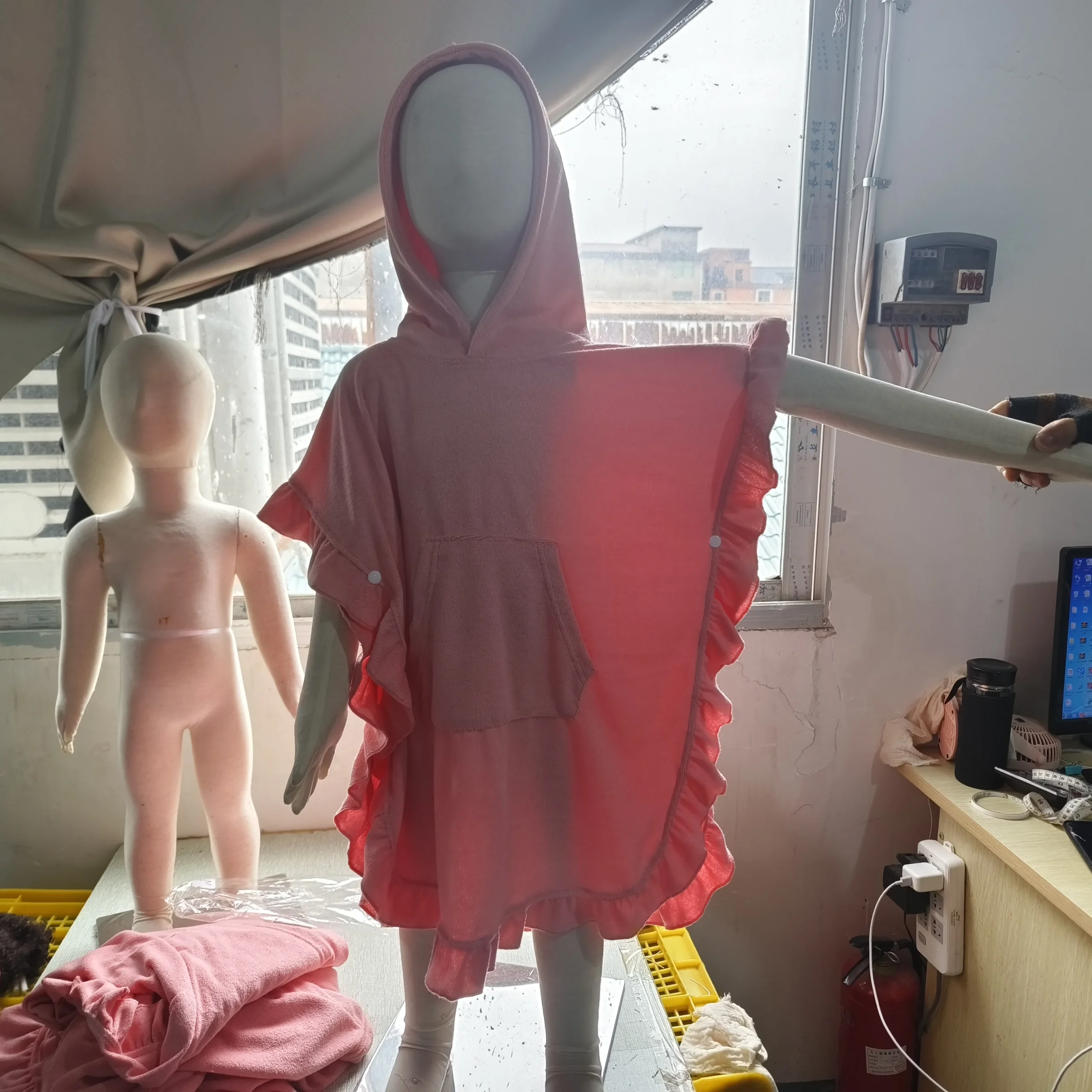 pink Water Absorption Sun protection Sun Shading Hat Beach Towel Cloth Lace Cape Cape Beach Bathrobe - Image 5