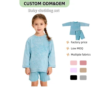 Custom Solid Acid Wash Cool Boys Oversize Two-Piece Soft T-Shirts & Shorts Toddler Summer Set