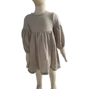 Hot Sales Summer 100% Cotton Dress Half Sleeve Baby Girls Dress Solid Knee Length Skirt for Girls