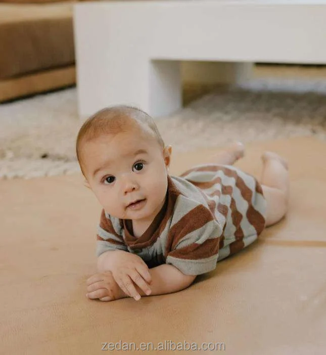 Wholesale Organic Terry Baby Clothing Sets Stripe & Plain Soft Unisex 2-Piece Toddler Summer Outfits Quick Dry Breathable - Image 6