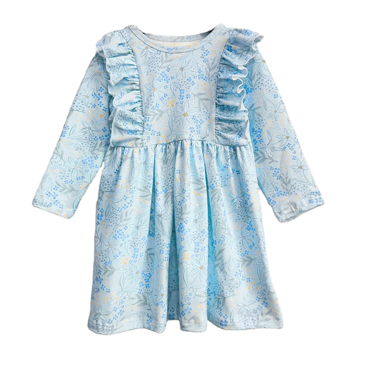 Fashionable and Trendy Girls Dress Spring & Autumn Kids Long-Sleeved Unique Bright Knitted Cotton Printed Skirt - Image 4