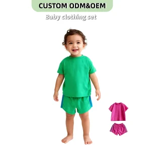 OEM Kids Clothes Set Toddler Baby Girl Boy Shorts Set Tee Shirt Top and Shorts Summer Outfit Clothes 2 Piece Clothing Set