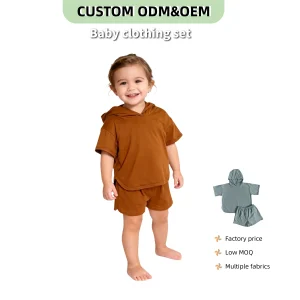 Customized Kids Clothes Set Baby Cotton Shorts Set Solid Color Short Sleeve T-Shirt Tops and Shorts Summer Outfit Clothes