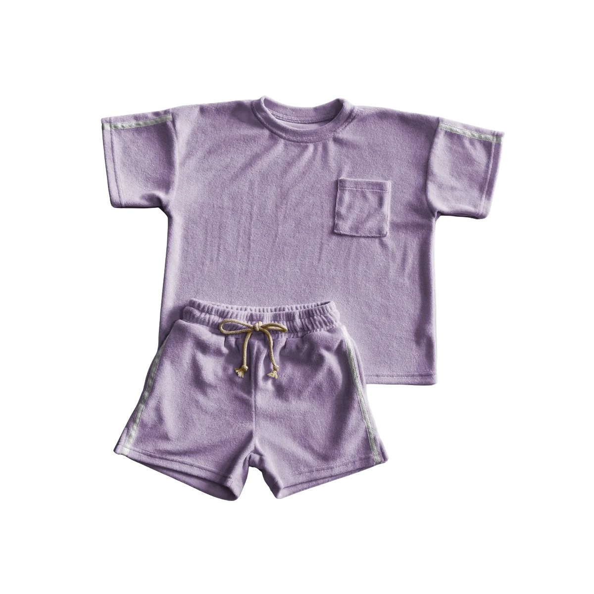 Summer Fashionable Trendy Towel Cloth Set Short & Close-Fitting for Kids Soft & Casual for Outings - Image 4