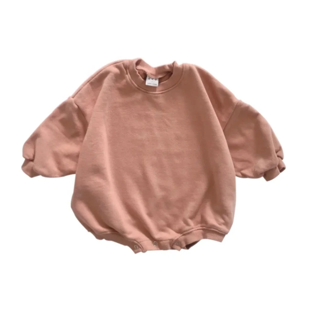 Custom Infant Baby Newborn Clothing Jumpsuit French Terry Sweatshirt Long Sleeve Bubble Romper