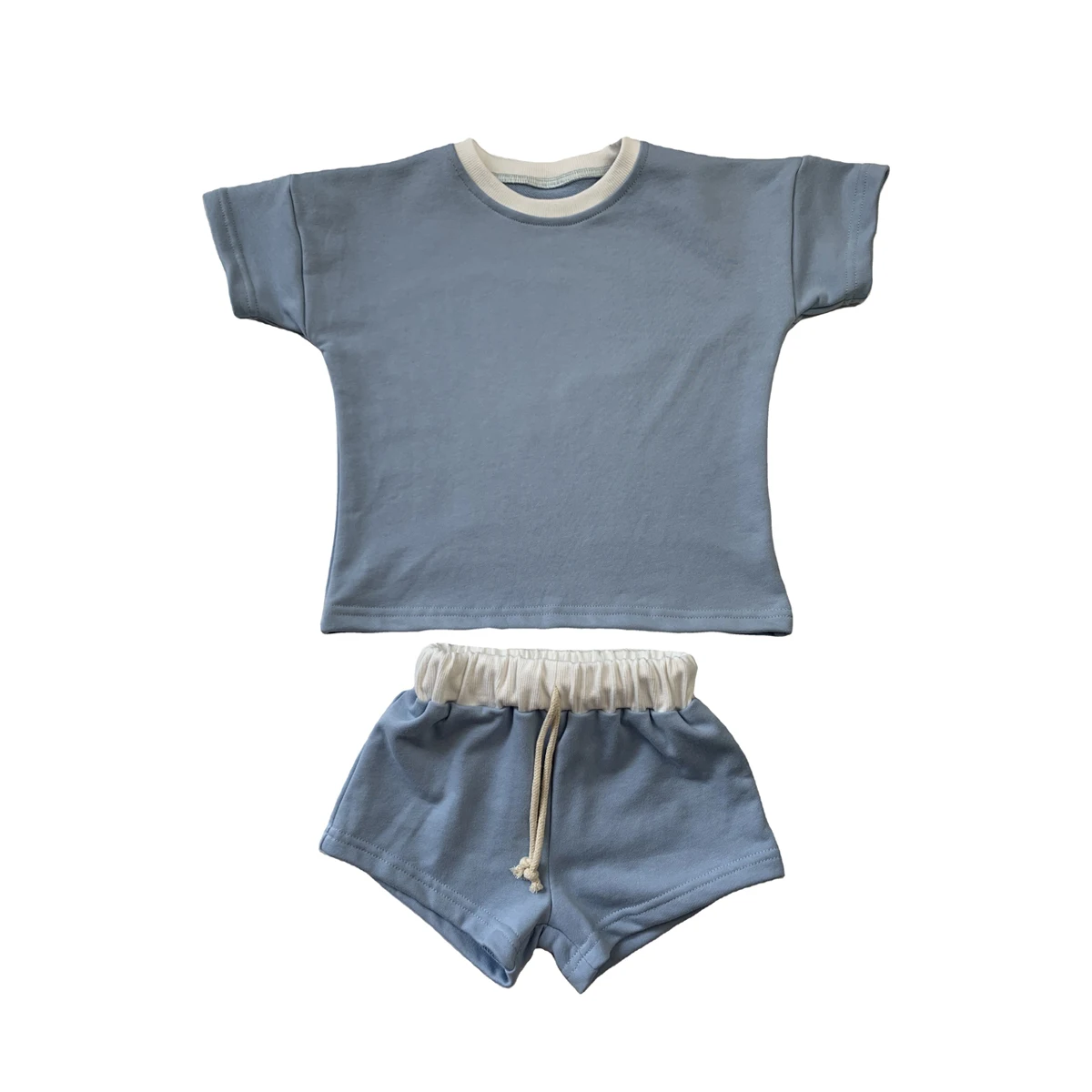 Kids Short Set Summer Short Sleeve T-shirt and Shorts Set New Knit Baby Two Piece Set - Image 5