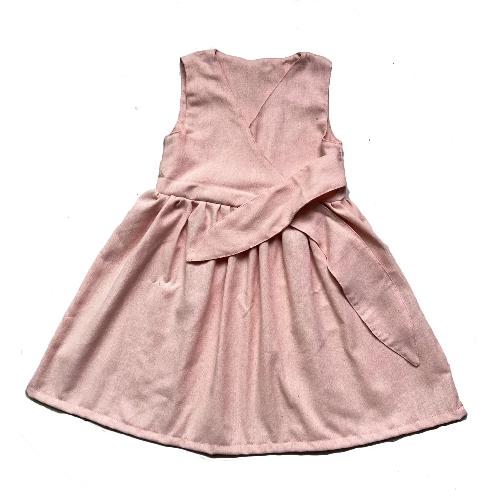 Great Quality Linen Cotton Sleeveless Custom Color Breathable Girl Dresses for Summer - Image 3