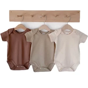 Custom Solid Color Basic Simple Baby Toddler Romper Fold Shoulder Bodysuit