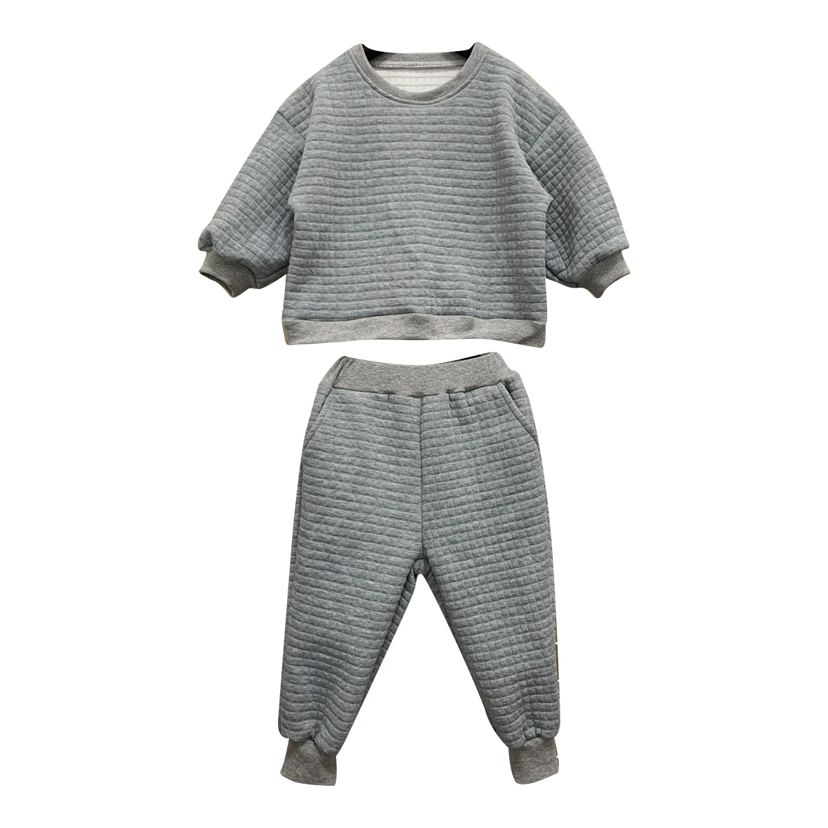 Hot Sale Quilted Solid Color Sweatershirt Match Trousers Baby Clothing Sets Autumn Kids Clothes Set for 0-6T - Image 3