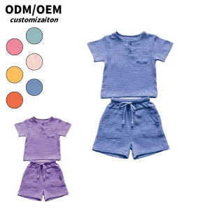 Hot Sale Trendy Sporty Casual Crepe Set 2pcs Bright Fashionable Short for Kids & Baby Individual Sporty Casual Style
