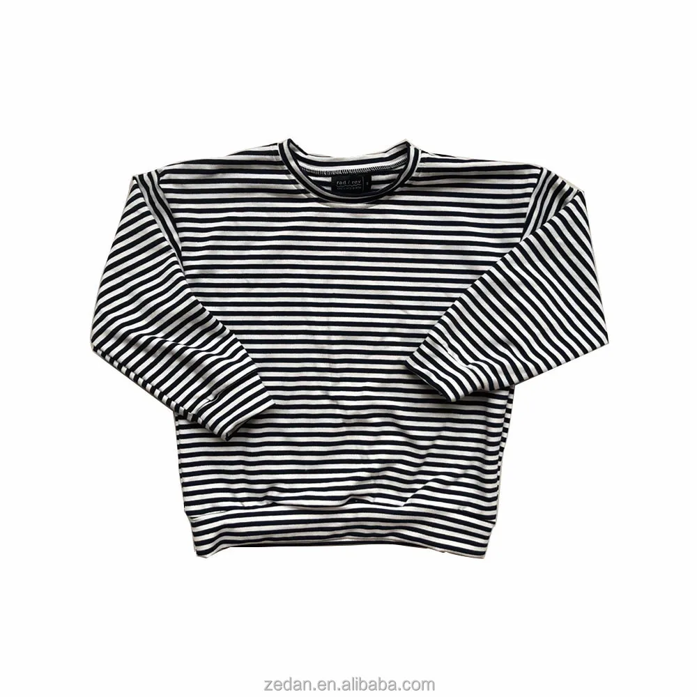 Classic Design French Terry Custom Color Long Sleeve Baby Sweatershirts with Stripe for Autumn - Image 4