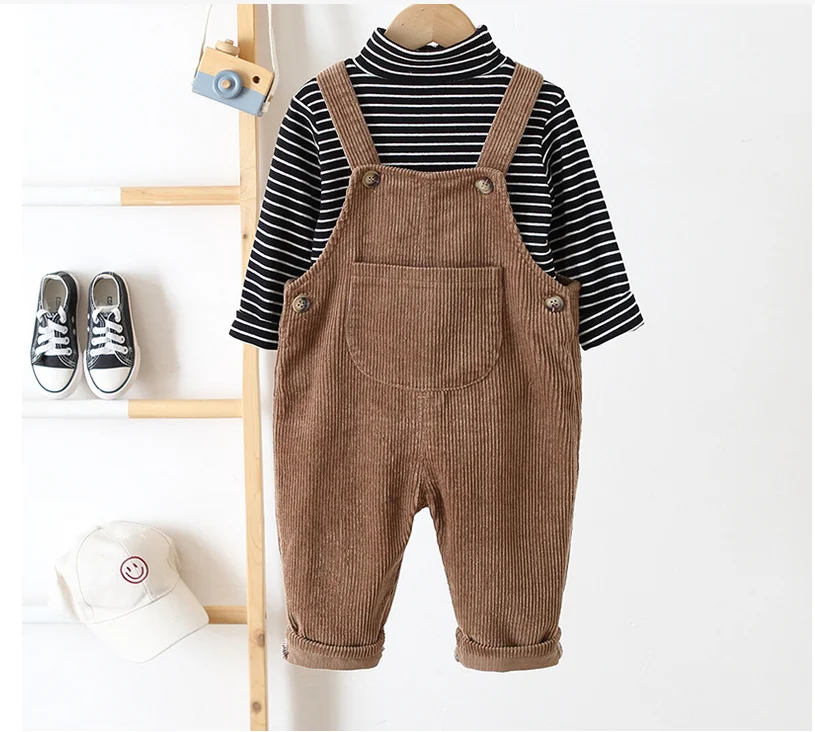 New Design Baby Clothing 0-3T Cute Spring Solid Colour Baby Boy Overall Spring Wear Corduroy Quality OEM Design - Image 5
