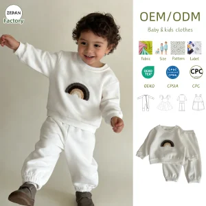 Comfortable  Baby Clothing Wholesale Set Premium Soft Viscose Kids Set Crewneck Sweatshirt & Elastic Cuff Jogger Pants
