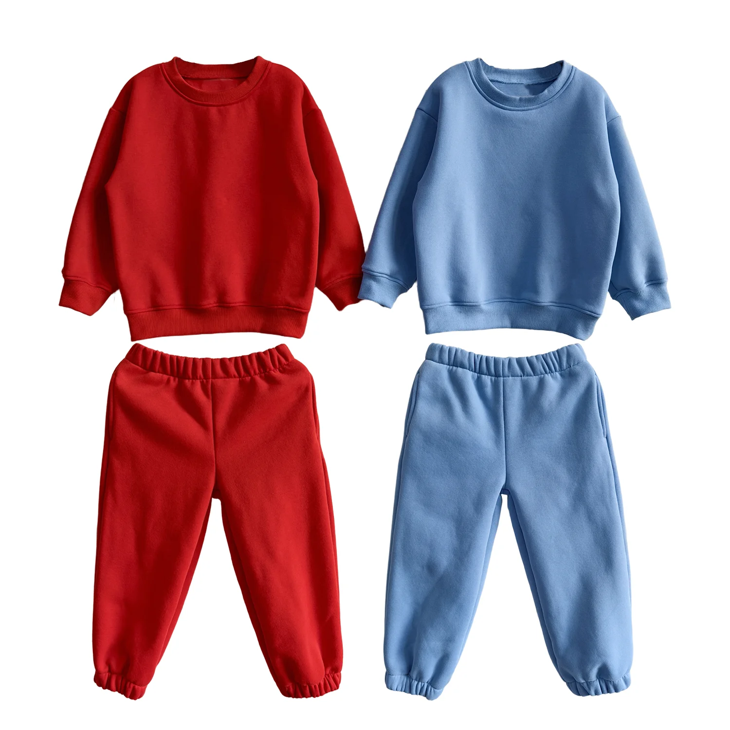 Comfortable Kids Set Toddler Shibo Fleece Tracksuit Set Soft Crewneck Sweatshirt & Pants Casual Daily Outfit Multiple Colors - Image 4