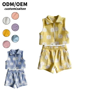 Jacquard Towel Fabric Set Cool and Breathable Summer Kids Sporty Casual Shorts Close-Fitting and Soft Baby Clothing Sets