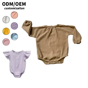 Factory Newborn Unisex Toddler Kids Muslin Jumpsuit Loose Fit Harem  Baby Crepe Fabric Bubble Romper
