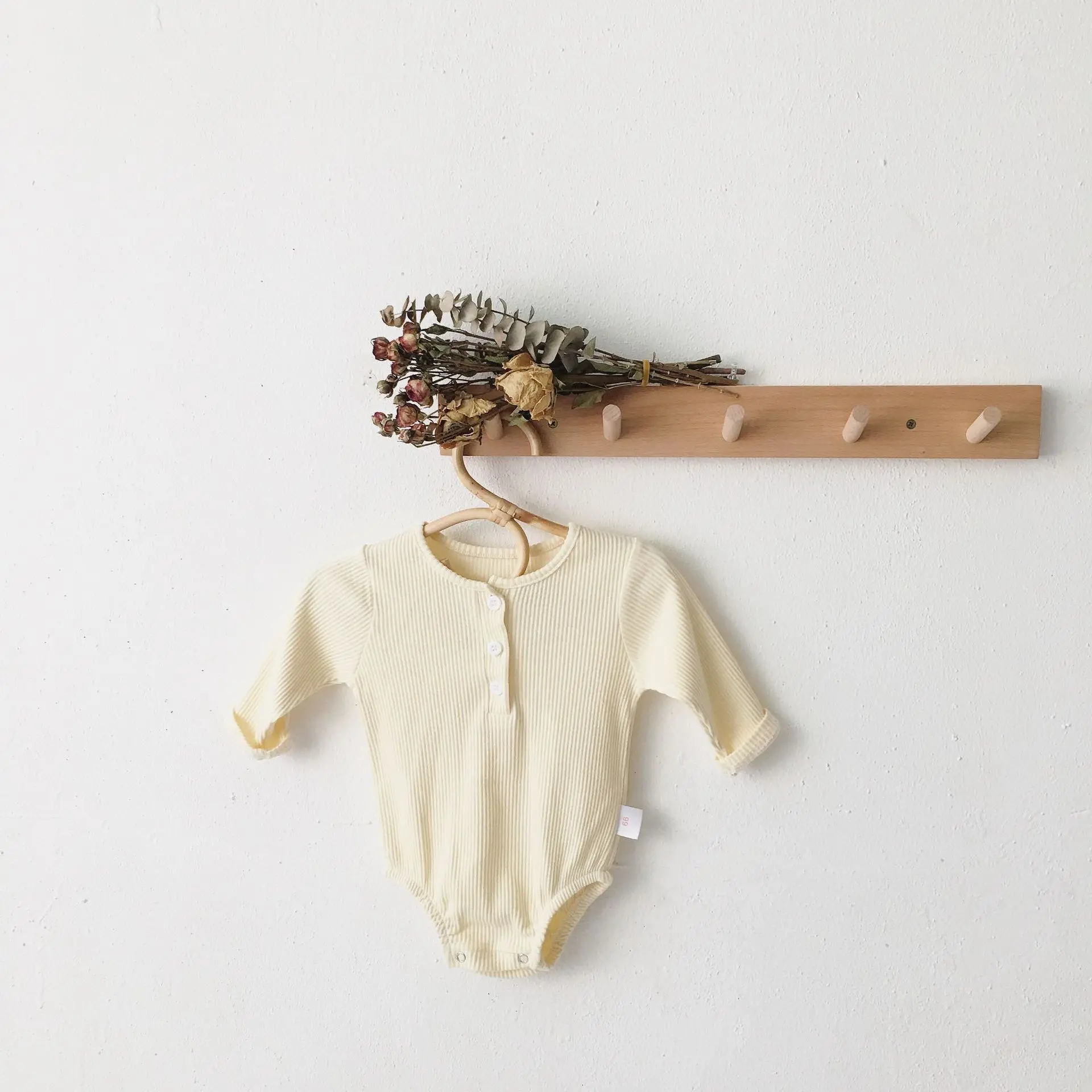 Fancy Spring & Fall Baby Onsie Blank Ribbed Cotton Long Sleeve Jumpsuit Button Girl Baby Clothes Romper - Image 4