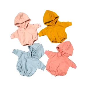Low Price Custom Fabric Solid Color Soft Long Sleeve with Hat Baby Romper for Spring and Autumn