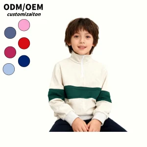 OEM Baby Clothing Boys Sweatshirts Cotton Long Sleeve Stand Collar Pullover Tops for Fall Winter