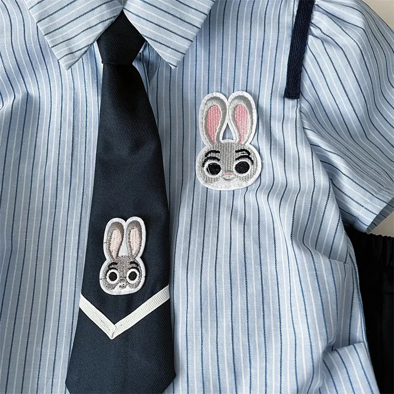 New and Popular Summer Kids Campus Style Set Fashionable and Trendy Pleated Skirt with Striped Shirt for Baby Boys and Girls - Image 3