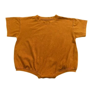 New Arrival Summer Baby Cotton Acid  Wash Bubble Romper Solid Short Sleeve Unisex Onesie