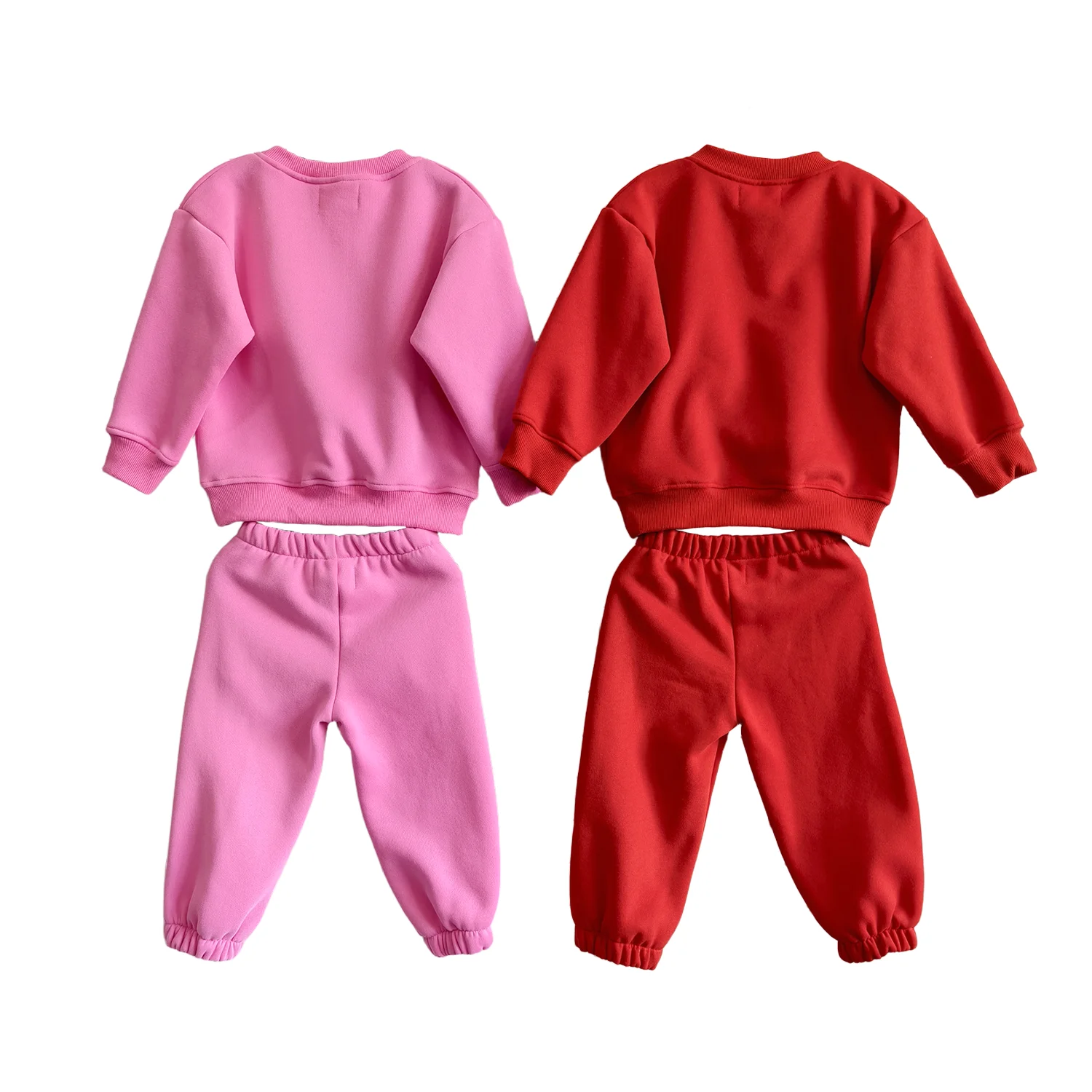 Comfortable Kids Set Toddler Shibo Fleece Tracksuit Set Soft Crewneck Sweatshirt & Pants Casual Daily Outfit Multiple Colors - Image 3