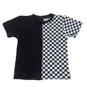 Custom Checkered Block Baby Kids Casual Tee Summer Short Sleeve Unisex Shirt
