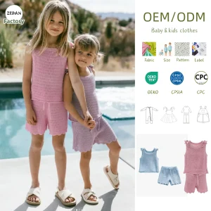 Summer Short Girl's Set Two-Piece Short-sleeved Halter Top and Shorts Suits Girl's Outfit Baby Girl's Knitted Set for 0-8T