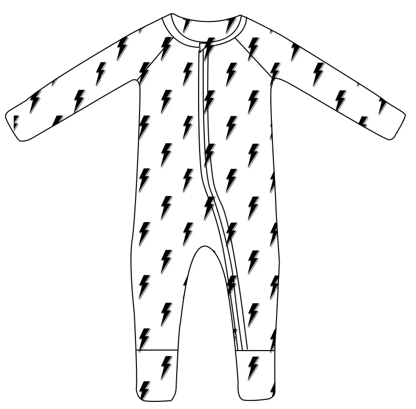 Custom Bamboo Soft Baby Footie Romper Print Lighting Zipper Romper Jumpsuit - Image 2
