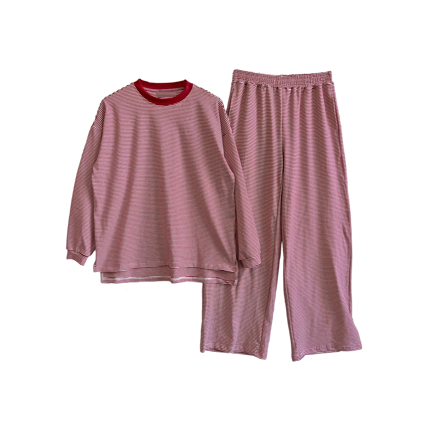 Custom Family Matching Set Parent-Child Matching Striped Knit Cotton Set Long Sleeve Top & Wide Leg Pants Family Outfit - Image 6