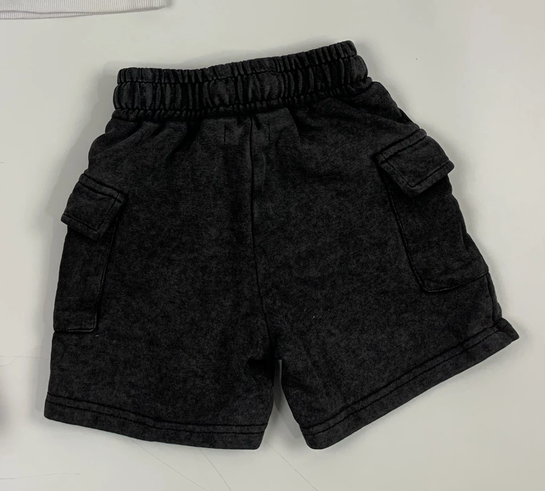 Custom Color French Terry Boy Shorts for Summer Classic Acid Wash Design with Pocket for Babies - Image 5