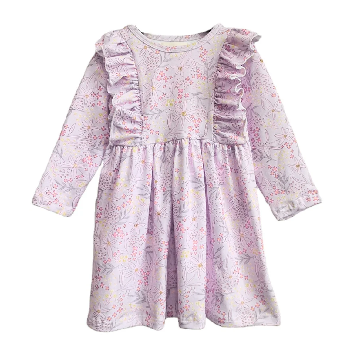 Fashionable and Trendy Girls Dress Spring & Autumn Kids Long-Sleeved Unique Bright Knitted Cotton Printed Skirt - Image 2