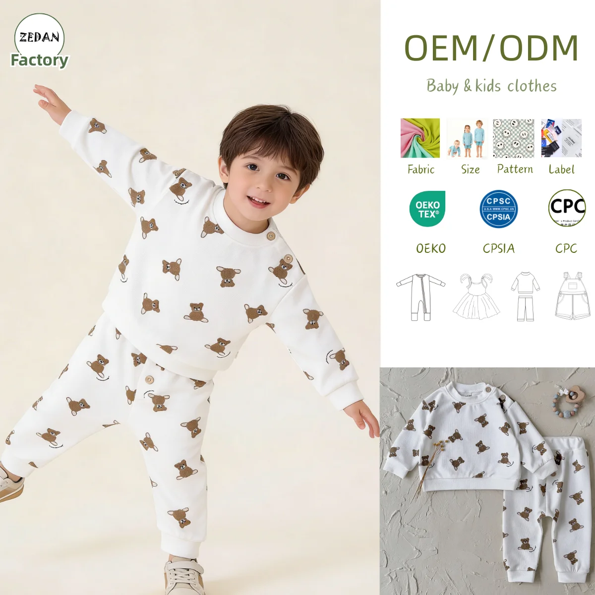 Custom Children's Set Children's Autumn Outfit Premium Polyester Kids Set All Over Print Crewneck Sweatshirt & Jogger Pants