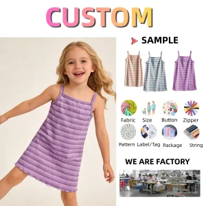 Casual Girls' Skirt Girls' Striped and Ribbed Dress Girls' Slip Dress Summer Baby Dress for Girls Summer Comfortable Dress